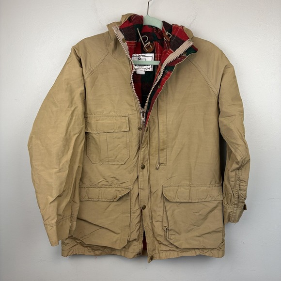 Woolrich Jackets & Blazers - Vintage Woolrich Woman Jacket Womens Medium Tan Plaid Lined Hooded Parka 90s